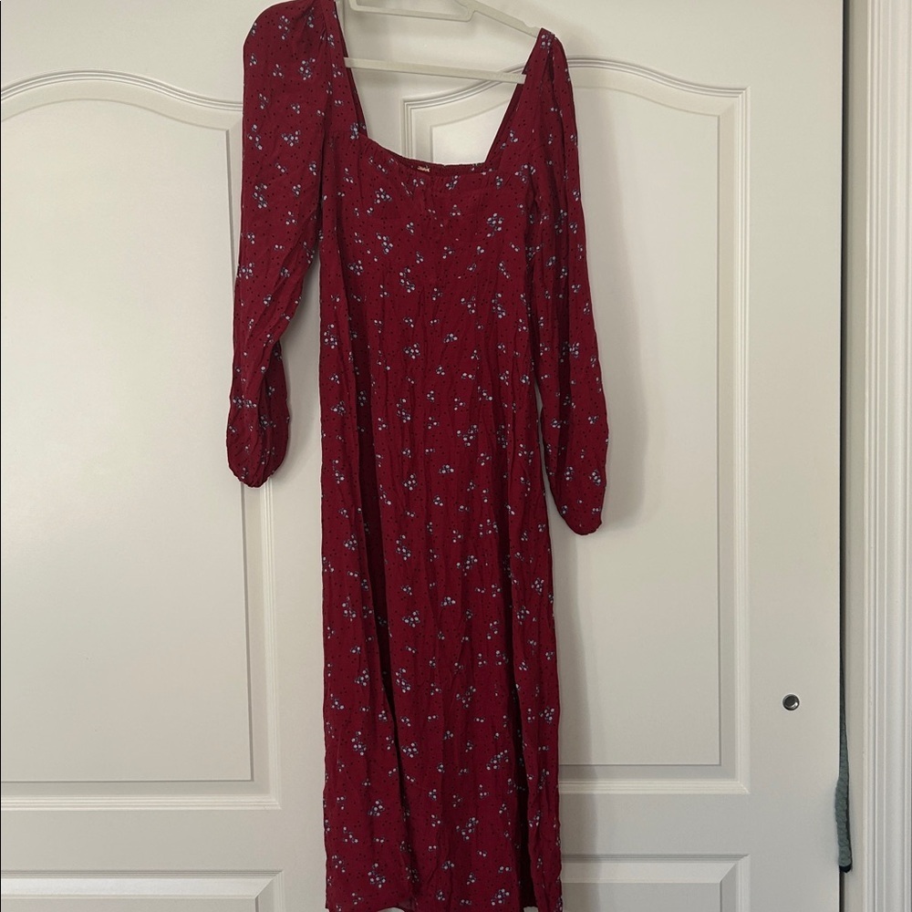 Free People Women's Iris Floral Long Sleeve Midi Dress Red - Picture 2 of 6